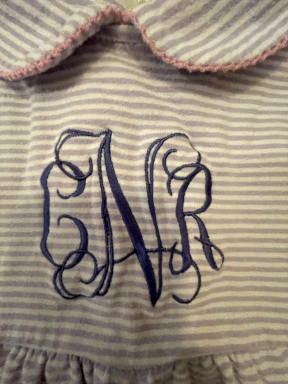 Sleeveless Lavender and White Striped Kids Dress with Peter Pan Collar